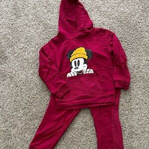 Red Hoodie & Sweatpants Mickey Set